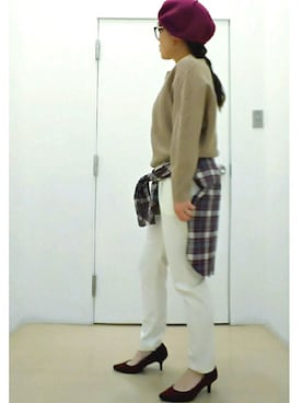 「ドルマン」｜「アイテム（ハンチング/ベレー帽）」を使った、a.y.aさん（レディース・157cm）の冬コーディネート