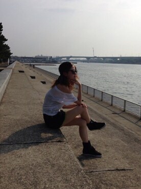「rich-（リッチ）のアイテム（Salopette、ブルー系）」を使った、anderさん（レディース・158cm）の夏コーディネート