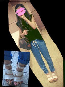 「CELINE（セリーヌ）のアイテム（Handbag、ブラウン系）」を使った、anderさん（レディース・158cm）の夏コーディネート