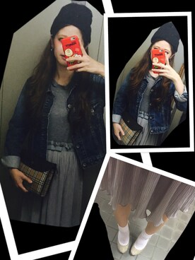 「BURBERRY（バーバリー）のアイテム（Clutch、ブラウン系）」を使った、anderさん（レディース・158cm）の秋コーディネート