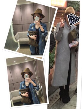 「Lee（リー）のアイテム（Clutch、ブラウン系）」を使った、anderさん（レディース・158cm）の冬コーディネート