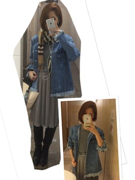 「BURBERRY（バーバリー）のアイテム（Scarves、ベージュ系）」を使った、anderさん（レディース・158cm）の冬コーディネート