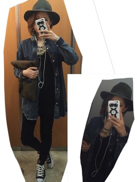 「CONVERSE（コンバース）のアイテム（Sneakers、ブラック系）」を使った、anderさん（レディース・158cm）の春コーディネート