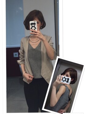 「CHANEL（シャネル）のアイテム（Pierces (both ears)、ベージュ系）」を使った、anderさん（レディース・158cm）の春コーディネート