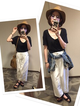 「ZARA（ザラ）のアイテム（T Shirts、ブラック系）」を使った、anderさん（レディース・158cm）の夏コーディネート
