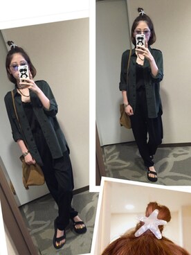 「Another Edition（アナザーエディション）のアイテム（Shoulderbag、ブラウン系）」を使った、anderさん（レディース・158cm）の夏コーディネート