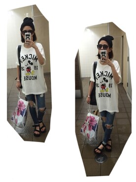 「UNIQLO（ユニクロ）のアイテム（T Shirts、ホワイト系）」を使った、anderさん（レディース・158cm）の夏コーディネート