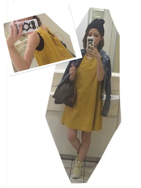 「Another Edition（アナザーエディション）のアイテム（One piece dress、イエロー系）」を使った、anderさん（レディース・158cm）の夏コーディネート
