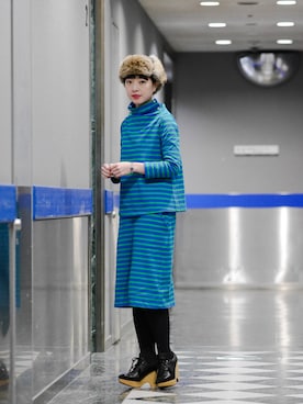 「SWAGGER（スワッガー）のアイテム（ハンチング/ベレー帽）」を使った、mamiさん（レディース・157cm）の冬コーディネート