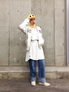 「LABRAT（ラブラット）のアイテム（その他アウター）」を使った、mamiさん（レディース・157cm）の秋コーディネート