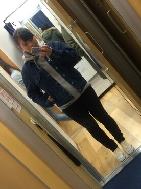 「EDWIN（エドウィン）のアイテム（スタジャン）」を使った、mizuhoさん（レディース・158cm）の冬コーディネート
