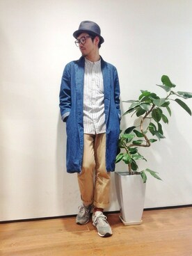 「黒縁メガネ」｜「アイテム（その他アウター）」を使った、horiguchiさん（メンズ・172cm）の春コーディネート