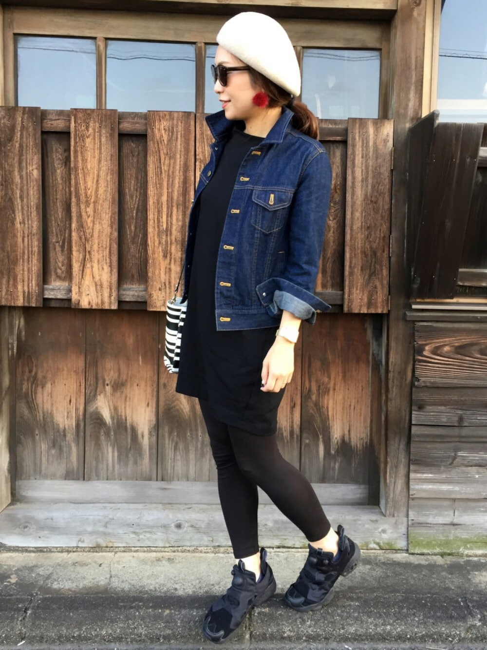 「やすお生誕祭2016(告知)、服バカ、チビーズ✳︎、休日スタイル、ootd、デニム、ラクチンコーデ、ベレー帽、ファー小物、ポンプフューリー」｜「BEAUTY&YOUTH UNITED ARROWSのBY フェルト カラーベレー帽（ハンチング/ベレー帽、ベージュ系）」を使った、kanaさん（レディース・154cm）の秋コーディネートの1枚目の写真