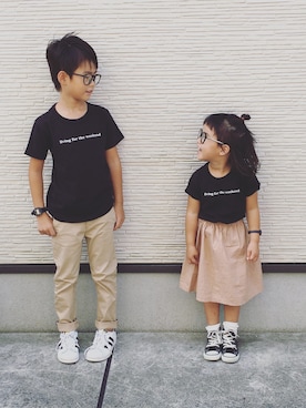 「H&M（エイチ・アンド・エム）のアイテム（その他パンツ）」を使った、gen_cha-koさん（キッズ・130cm）の秋コーディネート