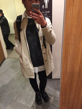 「トイレから失礼しやす」｜「アイテム（チェスターコート）」を使った、ゆうきさん（メンズ・173cm）の春コーディネート