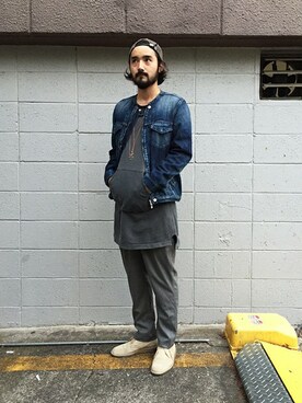 デニムジャケットを使った ロング丈カットソー のメンズ人気ファッションコーディネート ユーザー ショップスタッフ Wear