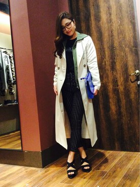 「仕事コーデ」｜「アイテム（トレンチコート）」を使った、chan.aiさん（レディース・167cm）の冬コーディネート