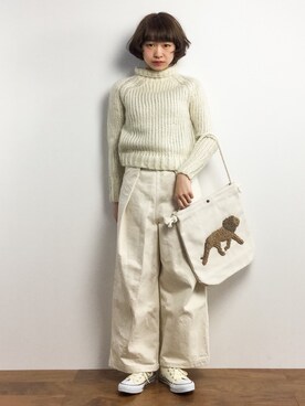 「Ameri（アメリ）のアイテム（ニット/セーター）」を使った、チョコビさん（レディース・154cm）の冬コーディネート