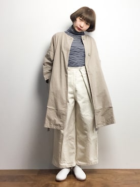 「chambre de charme（シャンブルドゥシャーム）のアイテム（ノーカラージャケット）」を使った、チョコビさん（レディース・154cm）の冬コーディネート