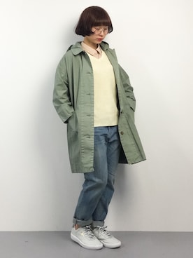 「l'atelier du savon（アトリエドサボン）のアイテム（その他アウター）」を使った、チョコビさん（レディース・154cm）の春コーディネート