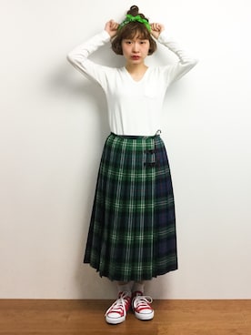 「タータンチェック」｜チョコビさん（レディース・154cm）の春コーディネート