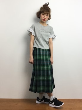 「タータンチェック」｜チョコビさん（レディース・154cm）の春コーディネート