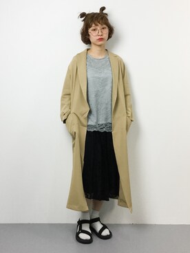 「ちょこびおすすめ」｜「アイテム（その他アウター）」を使った、チョコビさん（レディース・154cm）の春コーディネート