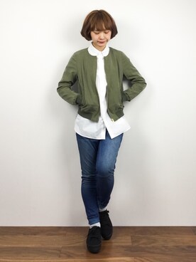 「laboratory work（ラボラトリーワーク）のアイテム（ブルゾン）」を使った、チョコビさん（レディース・154cm）の春コーディネート