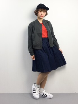 「SEVENDAYS=SUNDAY（セブンデイズサンデイ）のアイテム（MA-1）」を使った、チョコビさん（レディース・154cm）の春コーディネート