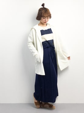 「マリン」｜「アイテム（スウェット）」を使った、チョコビさん（レディース・154cm）の春コーディネート