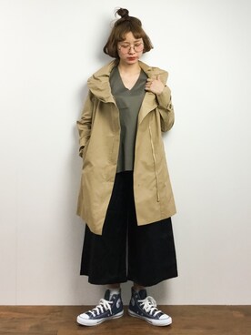 「INNOCENT BLUE（イノセントブルー）のアイテム（パンツ）」を使った、チョコビさん（レディース・154cm）の春コーディネート