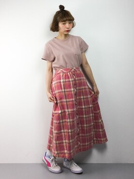 「Factor=（ファクターイコール）のアイテム（スカート）」を使った、チョコビさん（レディース・154cm）の春コーディネート