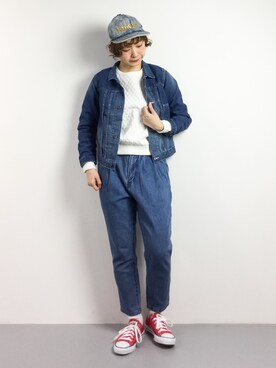 「ちょこびおすすめ」｜「アイテム（デニムジャケット）」を使った、チョコビさん（レディース・154cm）の春コーディネート