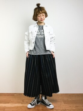 「ちょこびおすすめ」｜「アイテム（デニムジャケット）」を使った、チョコビさん（レディース・154cm）の春コーディネート