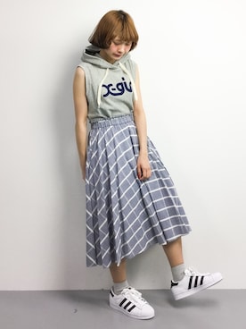 「ウエストイン」｜「アイテム（ワンピース/ドレス）」を使った、チョコビさん（レディース・154cm）の春コーディネート