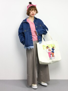 「ちょこびおすすめ」｜「アイテム（デニムジャケット）」を使った、チョコビさん（レディース・154cm）の春コーディネート