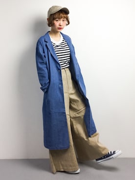 「ちょこびおすすめ」｜「アイテム（チェスターコート）」を使った、チョコビさん（レディース・154cm）の春コーディネート