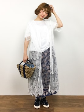 「ちょこびおすすめ」｜「アイテム（その他アウター）」を使った、チョコビさん（レディース・154cm）の春コーディネート
