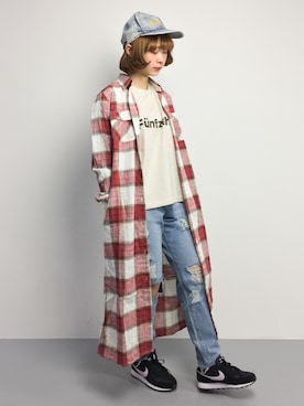 「ちょこびおすすめ」｜「アイテム（シャツワンピース）」を使った、チョコビさん（レディース・154cm）の春コーディネート