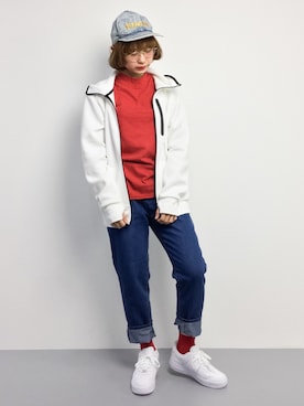 「赤Tシャツ」｜チョコビさん（レディース・154cm）の春コーディネート