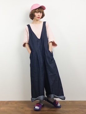 「154cm」｜「アイテム（サロペット/オーバーオール）」を使った、チョコビさん（レディース・154cm）の春コーディネート