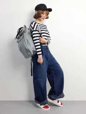 「STYLENANDA（スタイルナンダ）のアイテム（キャップ）」を使った、チョコビさん（レディース・154cm）の春コーディネート