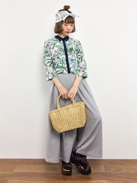 「ボタニカル」｜「アイテム（サンダル）」を使った、チョコビさん（レディース・154cm）の夏コーディネート