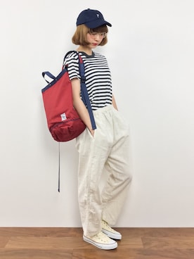 「UP START（アップスタート）のアイテム」を使った、チョコビさん（レディース・154cm）の夏コーディネート