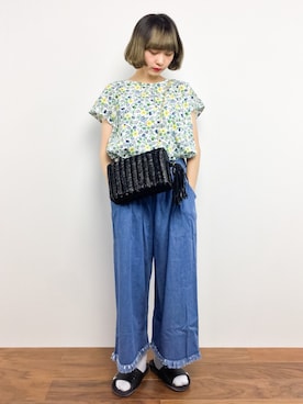 「切りっぱなし」｜「アイテム（サンダル）」を使った、チョコビさん（レディース・154cm）の夏コーディネート