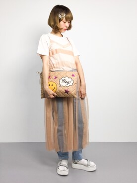 「UP START（アップスタート）のアイテム」を使った、チョコビさん（レディース・154cm）の夏コーディネート
