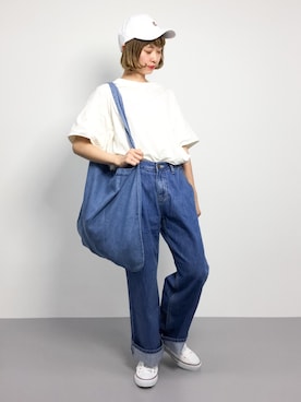 「unrelaxing（アンリラクシング）のアイテム（帽子）」を使った、チョコビさん（レディース・154cm）の夏コーディネート