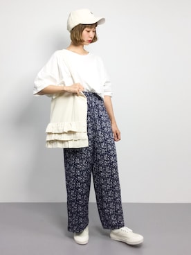 「前髪ぱっつん」｜チョコビさん（レディース・154cm・20代）の夏コーディネート