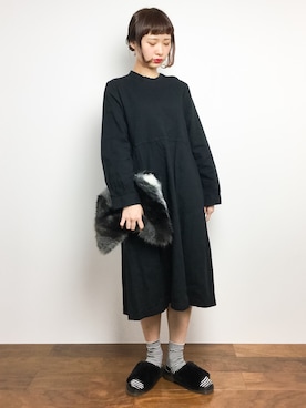 「coca（coca）（コカ）のアイテム（クラッチバッグ）」を使った、チョコビさん（レディース・154cm）の秋コーディネート