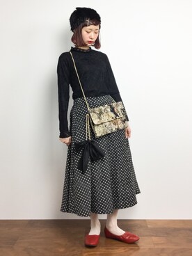 「axes femme（アクシーズファム）のアイテム（クラッチバッグ）」を使った、チョコビさん（レディース・154cm）の秋コーディネート